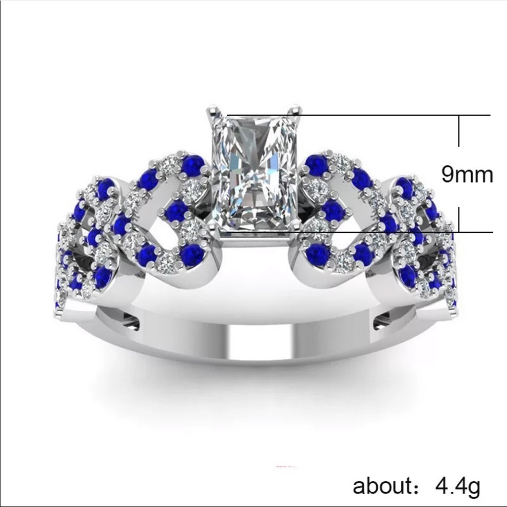 New Luxury 925  Silver Sapphire Ring - Picture 5 of 5